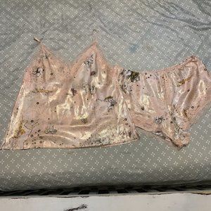 VICTORIA'S SECRET Astrology lingerie set cami tap pants pink M